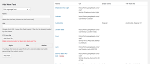 fonts management screen