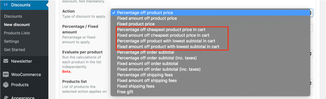 Woocommerce cheapest product discounts