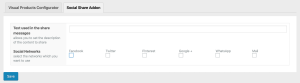 Social Share Settings view
