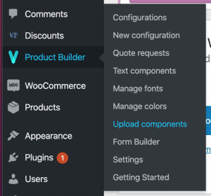 Upload component submenu
