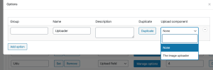 Selection of the Upload component