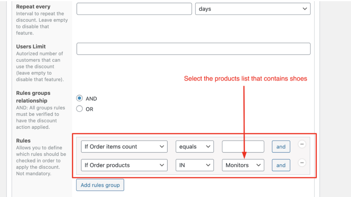 Crafting the Perfect Discount on a list of products if the customer purchases for a minimum quantity or amount within another list of products 2 product list