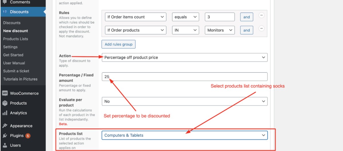 Crafting the Perfect Discount on a list of products if the customer purchases for a minimum quantity or amount within another list of products 4 discount on a list of products