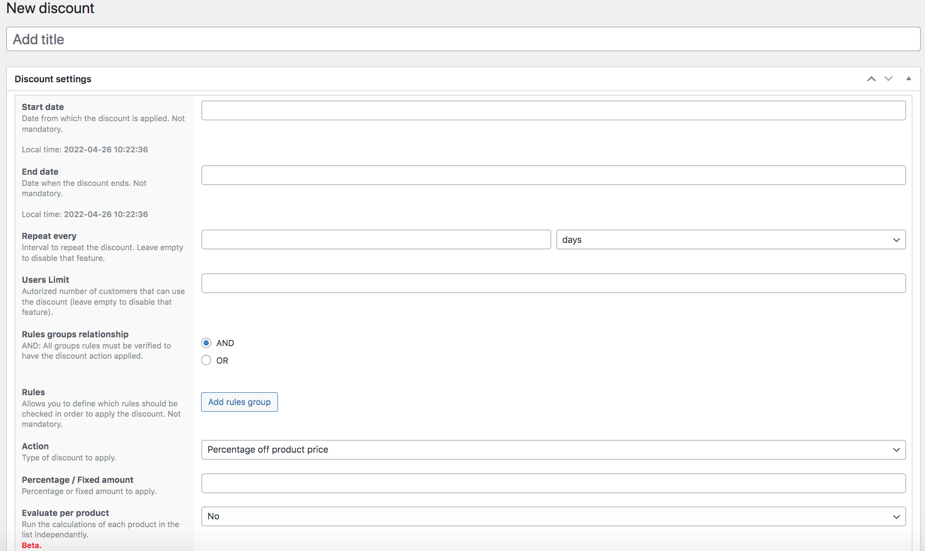 How to create WooCommerce Discount Percentage