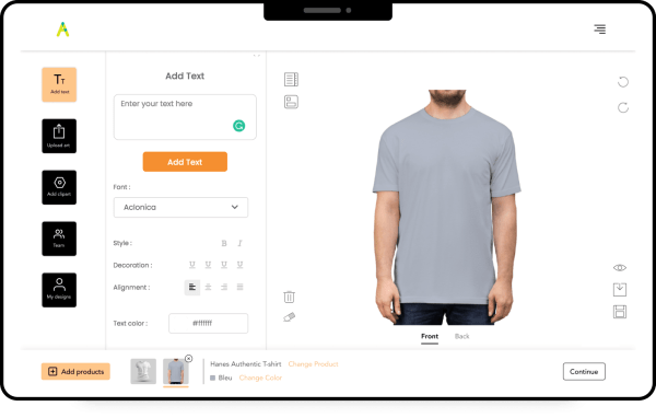Allada t-shirt designer woocommerce